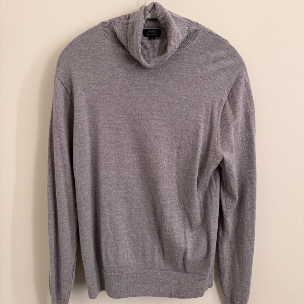 men’s light grey J. CREW merino wool turtleneck sweater pullover [M]